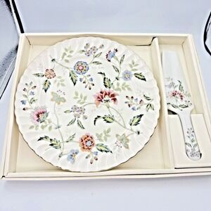 Vintage BUCKINGHAM‎ Floral Round Cake Plate And Server Andrea By Sadek Japan
